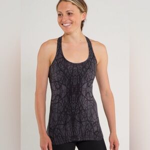 Lululemon Cool Racerback Tank Top Black Gray Graffiti Size Small